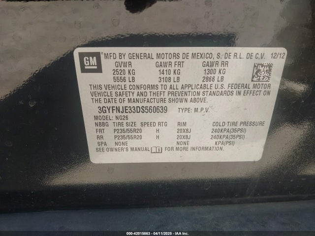 2013 CADILLAC SRX 3GYFNJE33DS560639 Photo 8