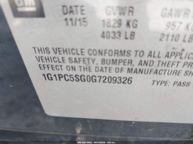1G1PC5SG0G7209326 Chevrolet Cruze Limited Ls Auto