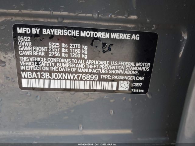 WBA13BJ0XNWX76899 BMW 530 I Xdrive