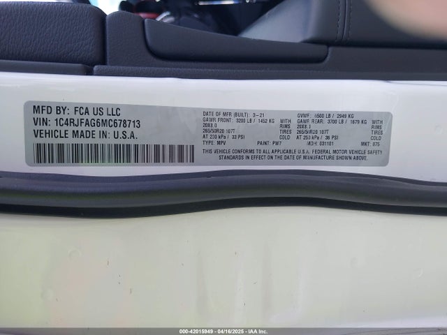1C4RJFAG6MC678713 Jeep Grand Cherokee Laredo X 4x4