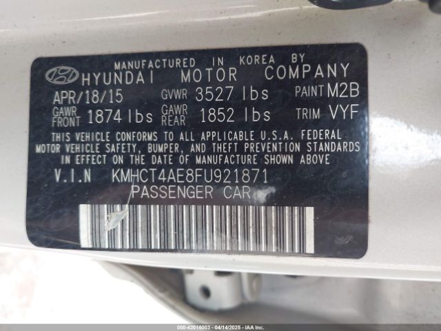 KMHCT4AE8FU921871 Hyundai ACCENT GLS