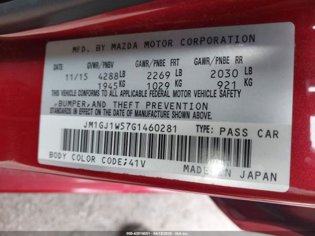 JM1GJ1W57G1460281 Mazda Mazda6 I Grand Touring