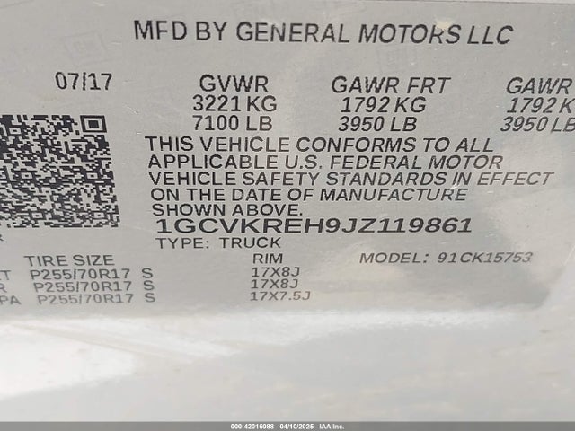 1GCVKREH9JZ119861 Chevrolet Silverado 1500 1lt