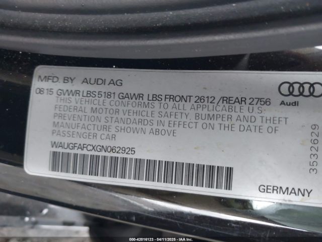 WAUGFAFCXGN062925 Audi A6 2.0t Premium Plus