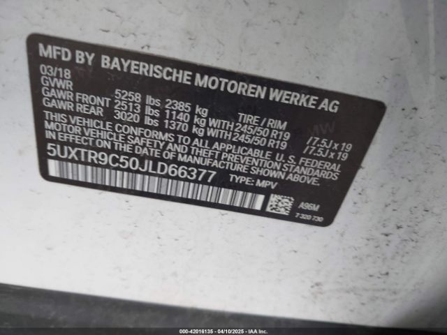 5UXTR9C50JLD66377 BMW X3 Xdrive30i