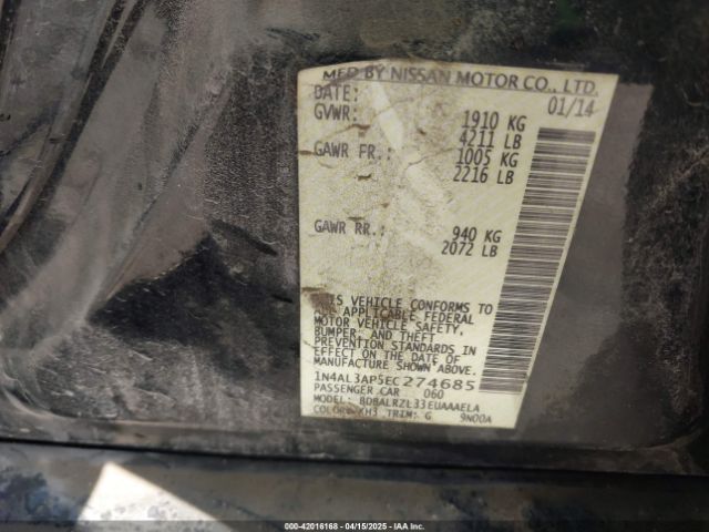1N4AL3AP5EC274685 Nissan Altima 2.5 S