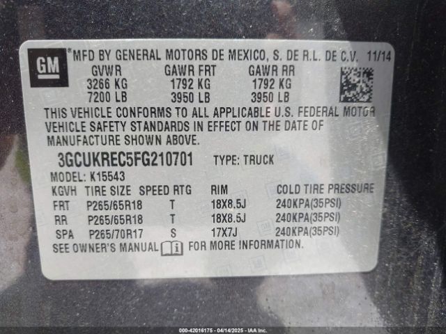 2015 CHEVROLET SILVERADO 1500 3GCUKREC5FG210701 Photo 8