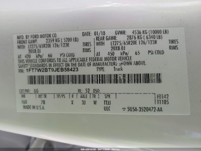 2018 FORD F-250 1FT7W2BT9JEB58423 Photo 8
