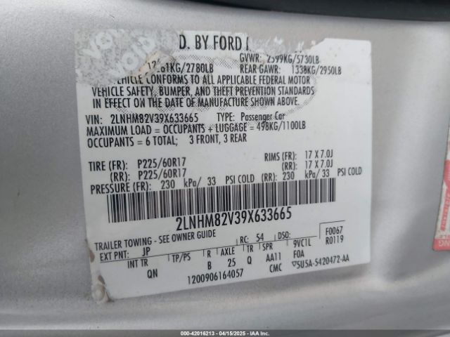 2009 LINCOLN TOWN CAR 2LNHM82V39X633665 Photo 8