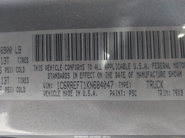 1C6RREFT1KN684047 RAM 1500 Big Horn/lone Star  4x2 5'7 Box