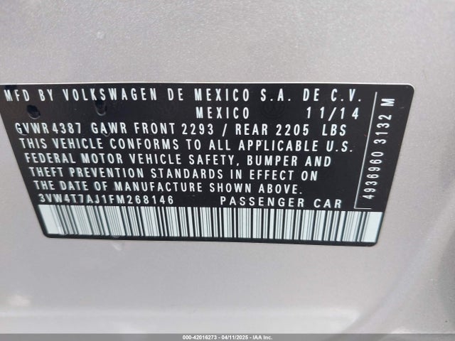 Volkswagen Jetta 2015 3VW4T7AJ1FM268146 Image 9