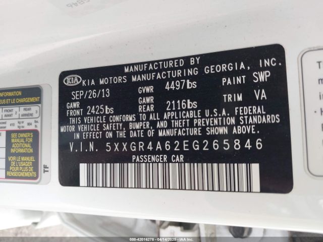 5XXGR4A62EG265846 KIA Optima Sx Turbo