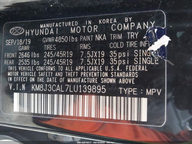 KM8J3CAL7LU139895 Hyundai Tucson Sport