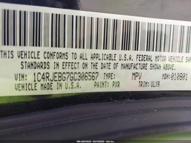 1C4RJEBG7GC306567 Jeep Grand Cherokee Limited