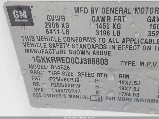 2012 GMC ACADIA 1GKKRRED0CJ388803 Photo 8