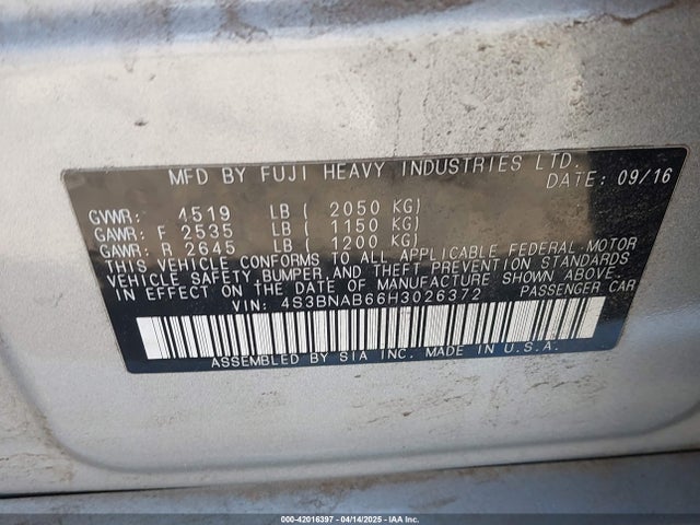 4S3BNAB66H3026372 Subaru Legacy 2.5i