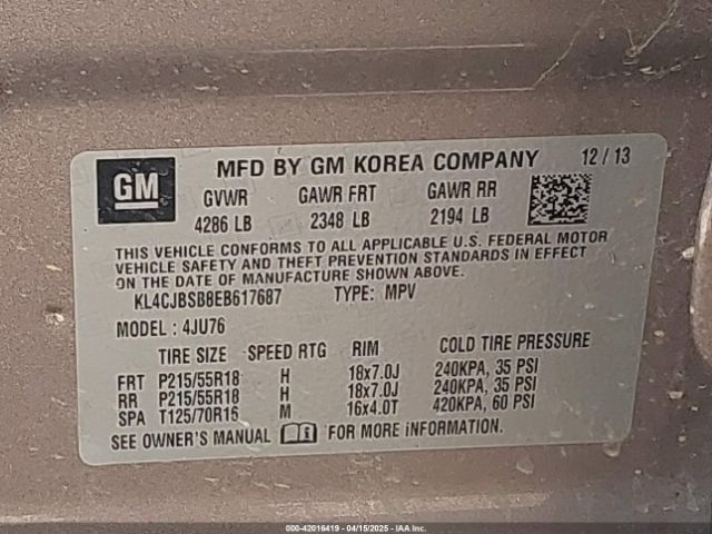 KL4CJBSB8EB617687 Buick Encore Convenience