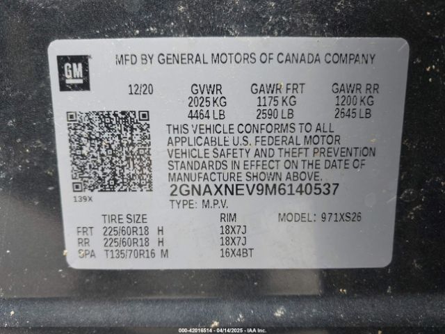 2GNAXNEV9M6140537 Chevrolet Equinox Fwd Premier