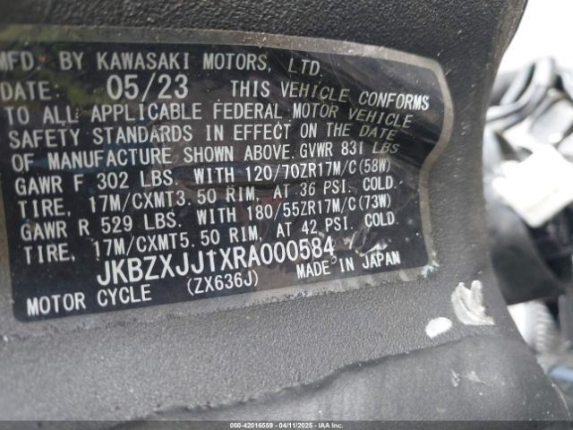 2024 KAWASAKI ZX636 JKBZXJJ1XRA000584 Photo 9