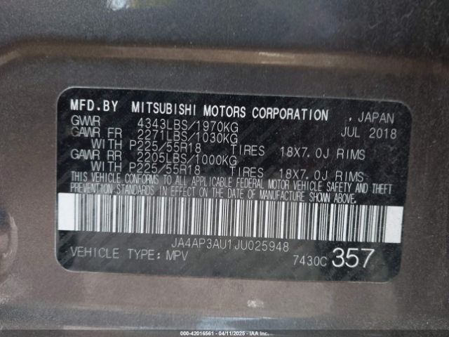 2018 MITSUBISHI OUTLANDER SPORT JA4AP3AU1JU025948 Photo 8