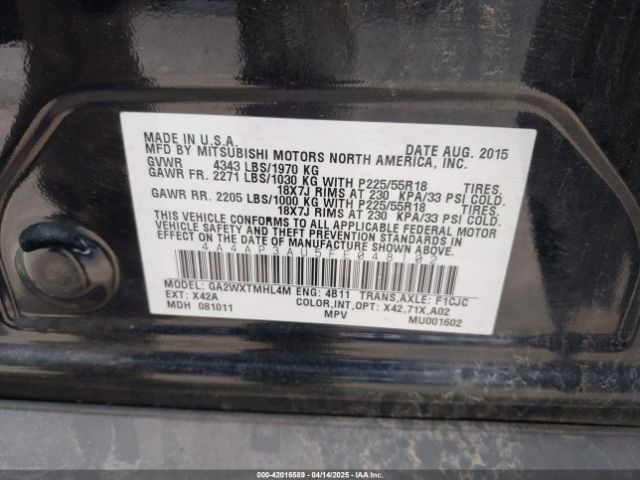 2015 MITSUBISHI OUTLANDER SPORT 4A4AP3AU5FE048102 Photo 8