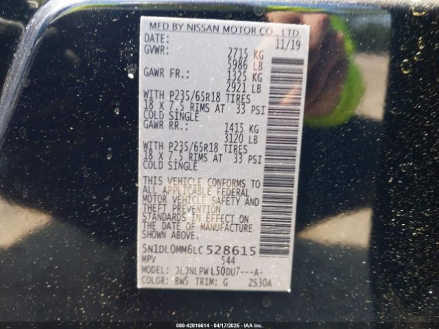 5N1DL0MM6LC528615 Infiniti Qx60 Pure Awd