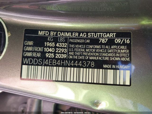 WDDSJ4EB4HN444378 Mercedes-Benz CLA 250