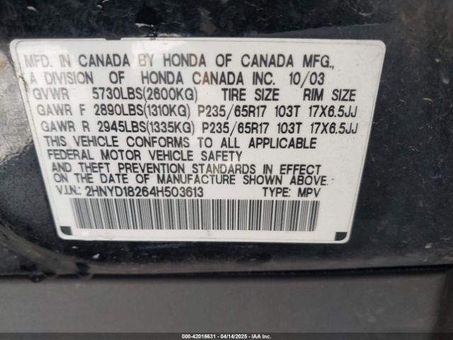 2004 ACURA MDX 2HNYD18264H503613 Photo 8