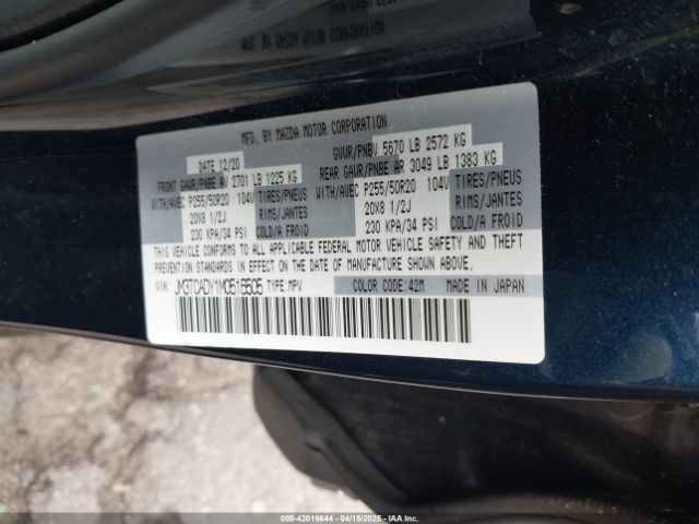 JM3TCADY1M0516505 Mazda Cx-9 Grand Touring