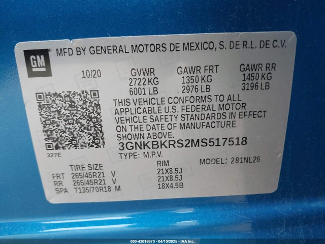 Chevrolet Blazer Awd Rs 2021 3GNKBKRS2MS517518 Image 9