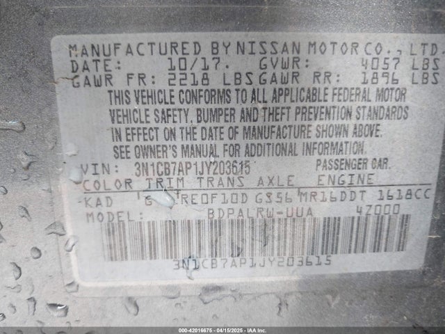 3N1CB7AP1JY203615 Nissan Sentra Sr Turbo