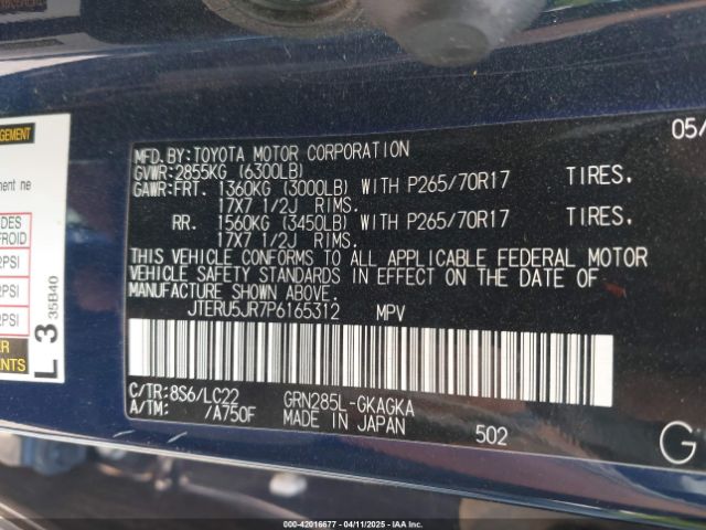 JTERU5JR7P6165312 Toyota 4runner Trd Off Road Premium