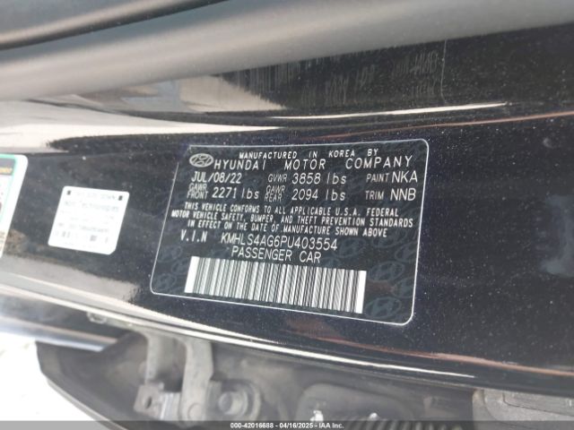 KMHLS4AG6PU403554 Hyundai ELANTRA SEL