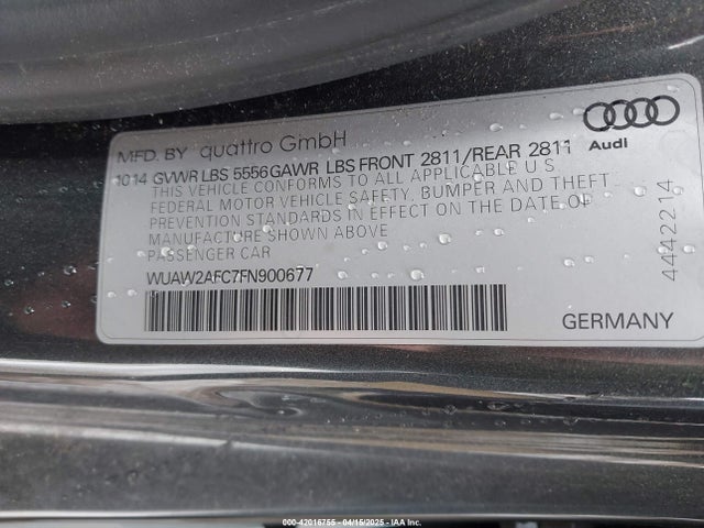 2015 AUDI RS 7 WUAW2AFC7FN900677 Photo 8