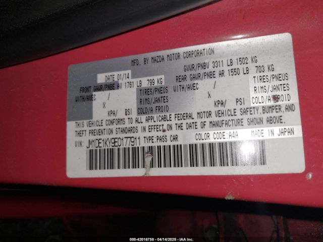 JM1DE1KY9E0177911 Mazda Mazda2 Sport