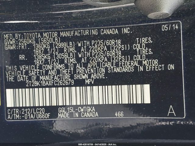 2T2BK1BAXFC262679 Lexus RX 350
