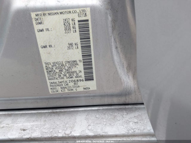 1N4AL3AP5JC206896 Nissan Altima 2.5 Sv