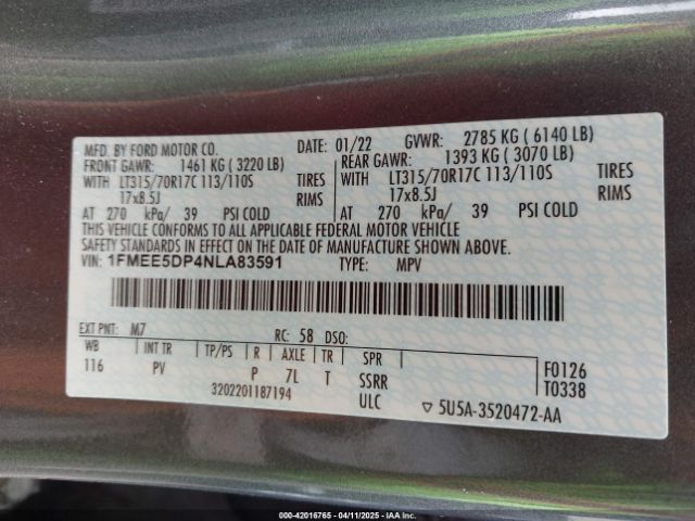1FMEE5DP4NLA83591 Ford Bronco Wildtrak