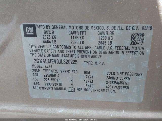 3GKALMEV0JL320225 GMC lyx - direct injection, vvt, fgt, turbo, alum, gen 1