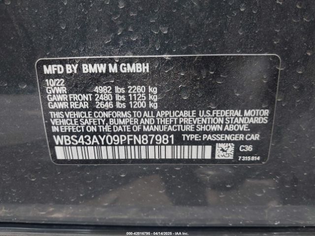 WBS43AY09PFN87981 BMW M3 Competition Xdrive