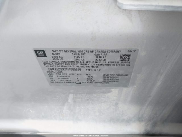 2GNALCEK8H1605396 Chevrolet EQUINOX LT