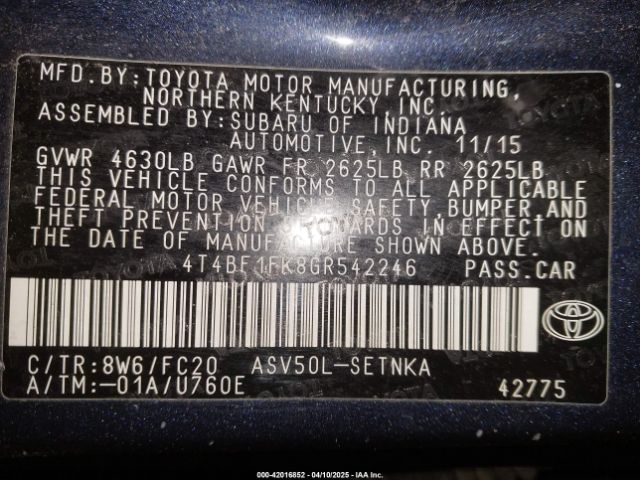 4T4BF1FK8GR542246 Toyota CAMRY LE