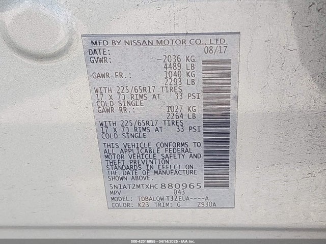 Nissan Rogue 2017 5N1AT2MTXHC880965 Image 19