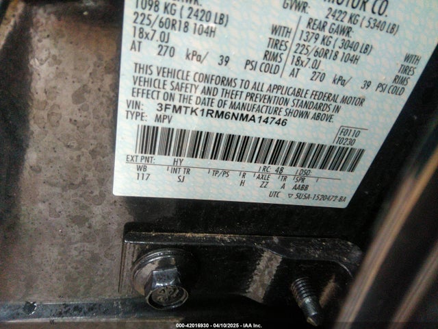 3FMTK1RM6NMA14746 Ford Mustang Mach-e Select