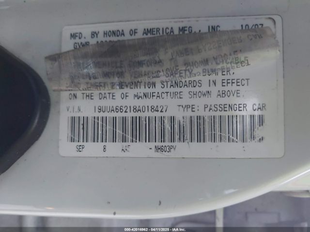 2008 ACURA TL 19UUA66218A018427 Photo 8