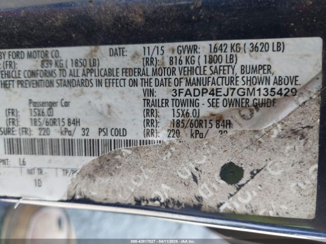 3FADP4EJ7GM135429 Ford FIESTA SE