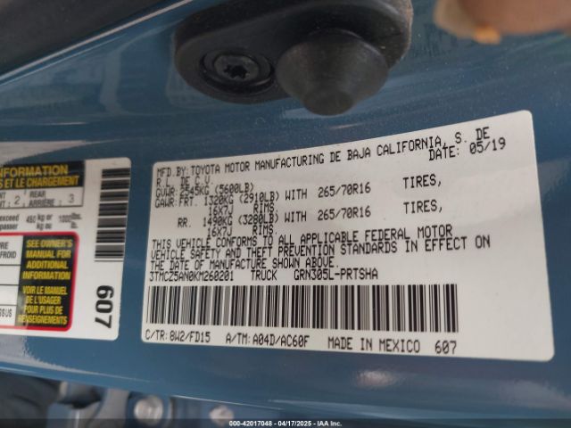3TMCZ5AN0KM260201 Toyota Tacoma Trd Off Road