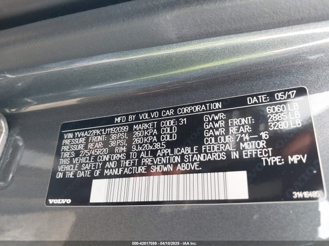 YV4A22PK1J1192099 Volvo Xc90 T6 Momentum