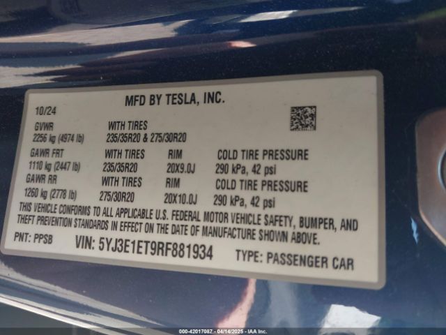 2024 TESLA MODEL 3 5YJ3E1ET9RF881934 Photo 8