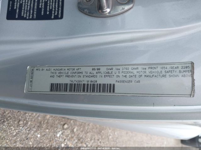 2001 AUDI TT TRUTX28N711010420 Photo 8